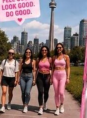 The club walking together along the waterfront